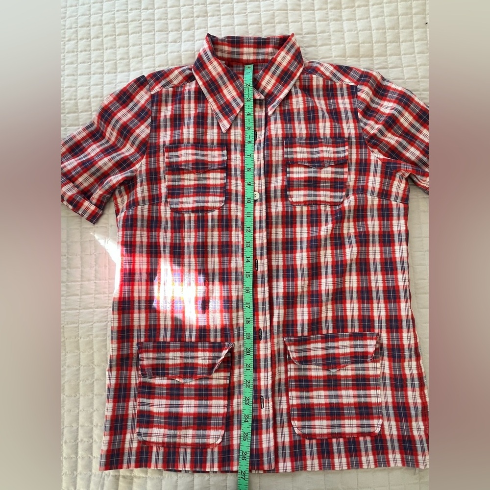 Women’s Red White and Blue Plaid Shirt - Picture 5 of 6